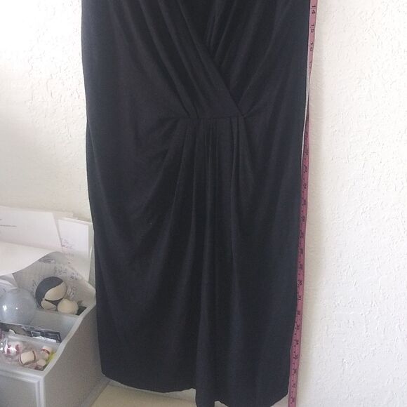 Loft Womens Faux Wrap Dress, Dark Gray Charcoal Sleeveless Knit Pullover - Picture 4 of 10